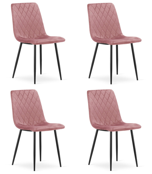 Krzesło TURIN - różowy aksamit / nogi czarne x 4