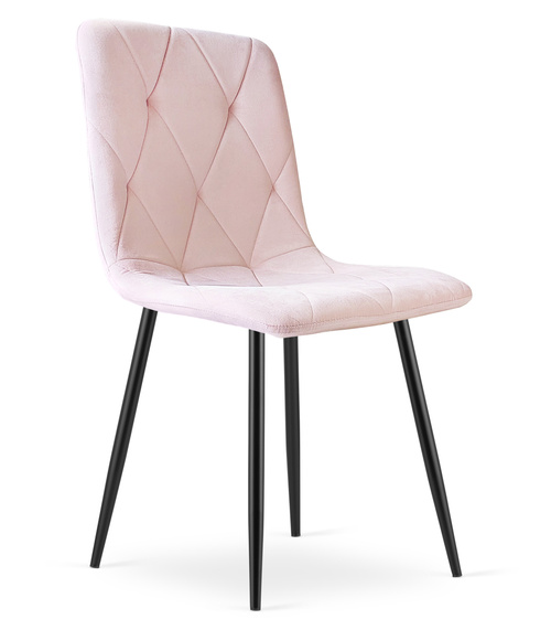Krzesło LIBRA - jasny róż aksamit / nogi czarne x 1