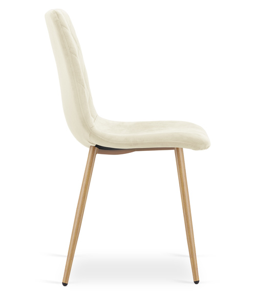 Krzesło TURIN - jasny beż aksamit / nogi kolor drewna x 4