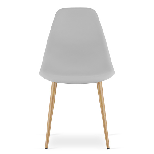 Zestaw Stół ADRIA 120cm x 80cm - biały + 4 krzesła WAT szare / nogi naturalne