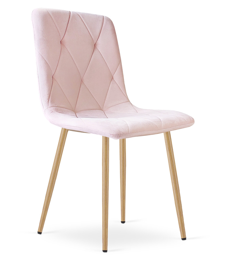Krzesło LIBRA - jasny róż aksamit / nogi kolor drewna x 1