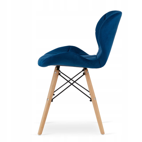 Zestaw stół okrągły TODI 80 czarny + 4 krzesła LAGO granatowe