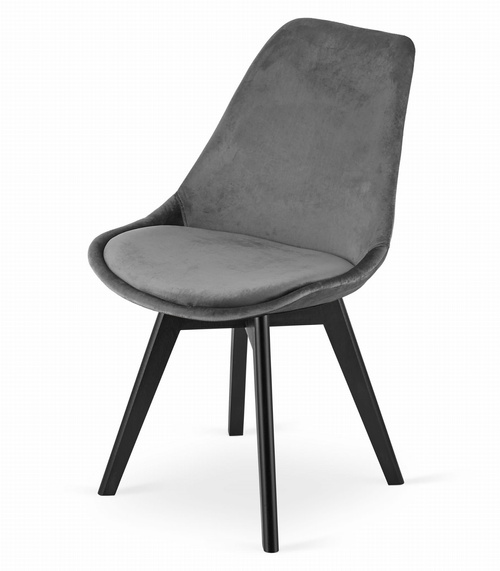 Krzesło NORI - szary ciemny aksamit - nogi czarne x 3