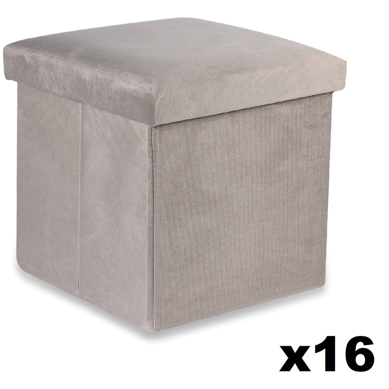 Pufa składana M - 30x30x30cm aksamit beż x 16