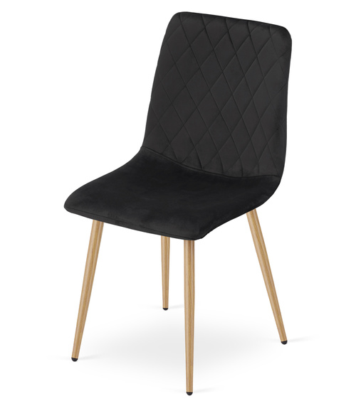 Krzesło TURIN - czarny aksamit / nogi kolor drewna x 4