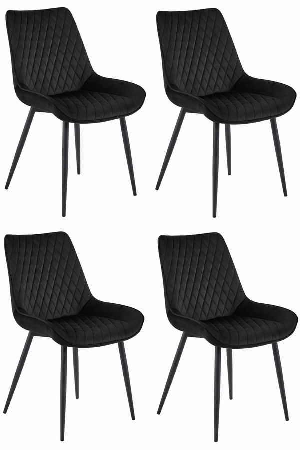 Krzesło VERDO - czarny aksamit / nogi czarne x 4