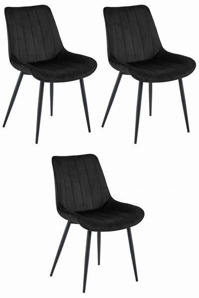 Krzesło SOSA - czarny aksamit / nogi czarne x 3