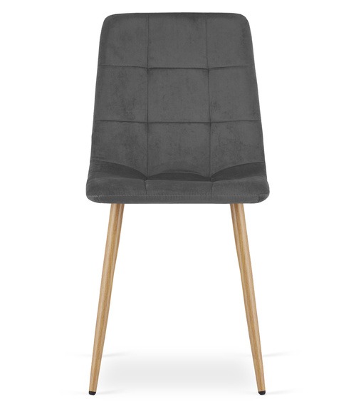 Krzesło KARA - ciemny szary aksamit / nogi kolor drewna x 4