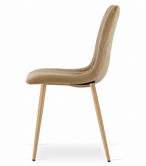 Krzesło LAVA - brązowy aksamit / nogi kolor drewna x 2