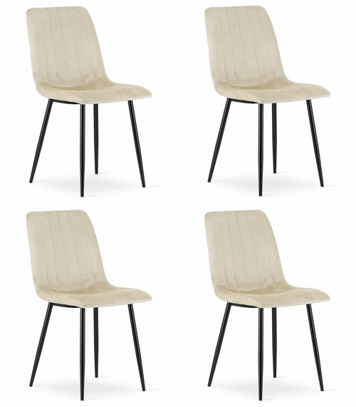 Krzesło LAVA - jasny beż aksamit x 4