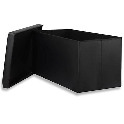 Pufa składana XXL z guzikami - 80x40x40cm ekoskóra czarna