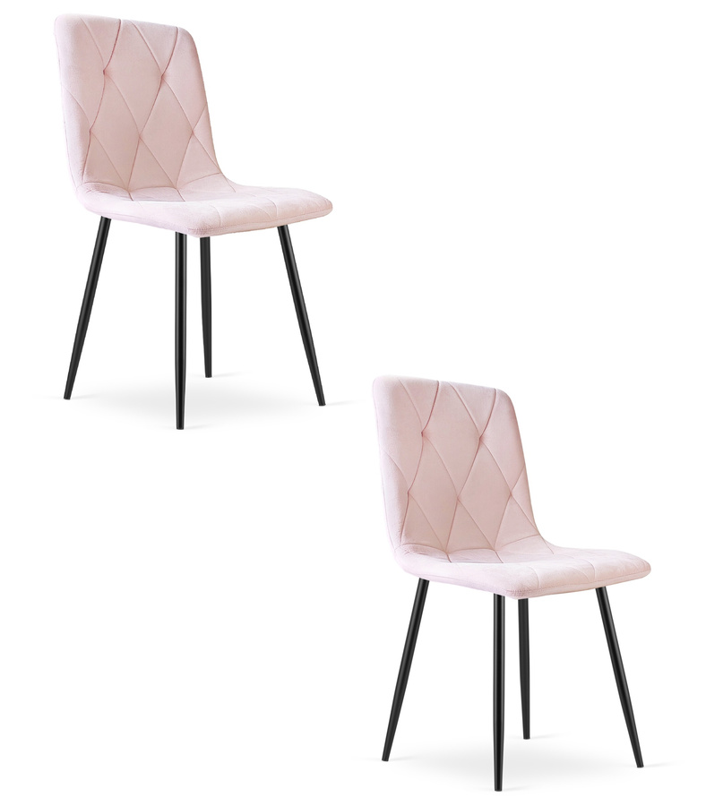 Krzesło LIBRA - jasny róż aksamit / nogi czarne x 2