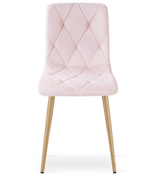 Krzesło LIBRA - jasny róż aksamit / nogi kolor drewna x 1