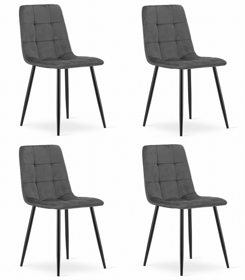 Krzesło KARA - ciemny szary aksamit x 4