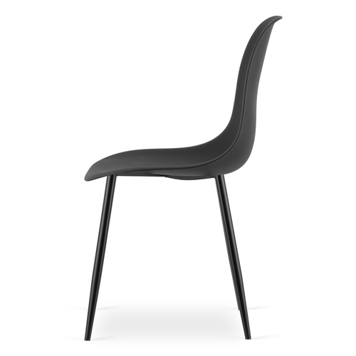 Zestaw Stół TESSA 120cm x 60cm - dąb / czarne nogi + 4 krzesła WAT czarne / nogi czarne