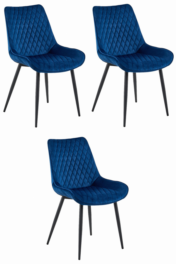 Krzesło VERDO - granat aksamit / nogi czarne x 3