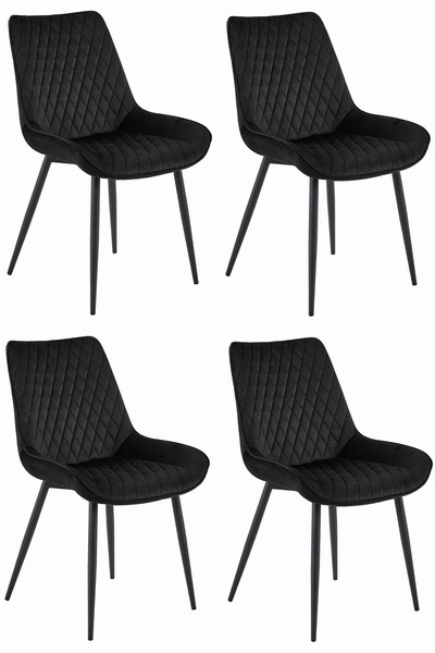 Krzesło VERDO - czarny aksamit / nogi czarne x 4
