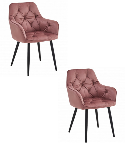 Krzesło JORK - róż aksamit / nogi czarne x 2