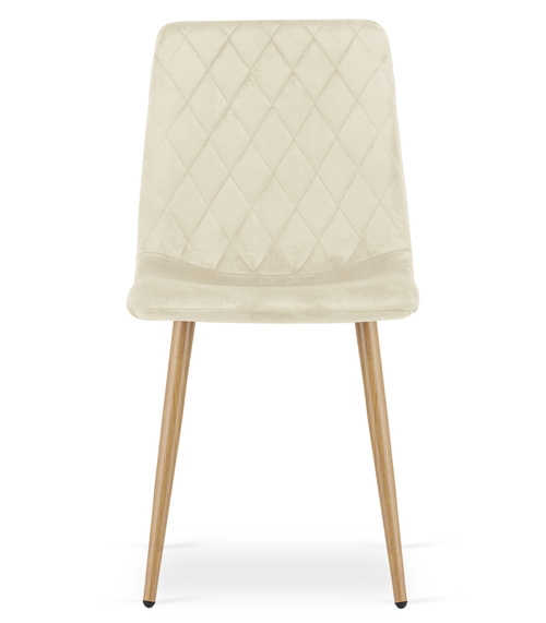 Krzesło TURIN - jasny beż aksamit / nogi kolor drewna x 4