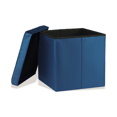 Pufa składana L z guzikami - 38x38x38cm aksamit granat x 8