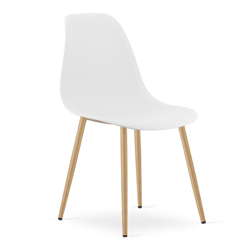 Zestaw Stół TODI Okrągły 60cm - biały + 2 krzesła WAT białe / nogi naturalne