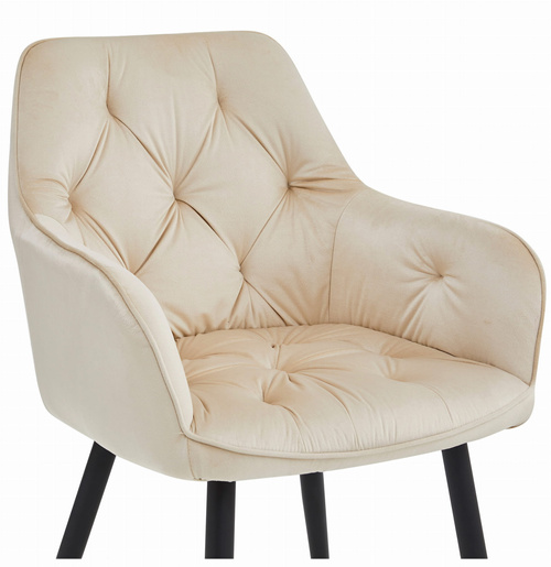 Krzesło JORK - beż aksamit / nogi czarne x 2