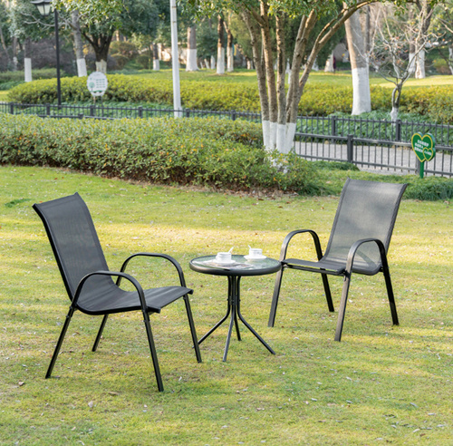 Stół okrągły ISLAND 60cm + 2x Krzesło SOFIA ciemny szary