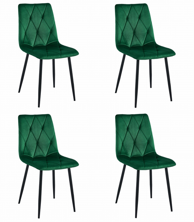 Krzesło LIBRA - ciemna zieleń aksamit / nogi czarne x 4