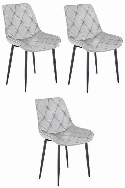 Krzesło TOR - aksamit srebrno-szary / nogi czarne x 3