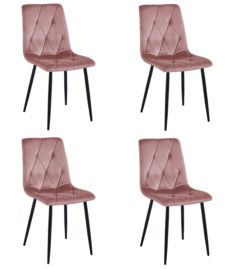 Krzesło LIBRA - róż aksamit / nogi czarne x 4