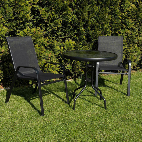 Stół okrągły ISLAND 90cm + 4x Krzesło SOFIA ciemny szary