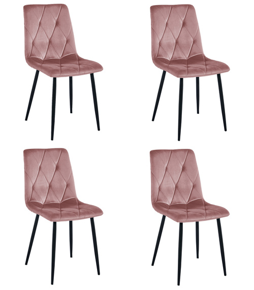 Krzesło LIBRA - róż aksamit / nogi czarne x 4