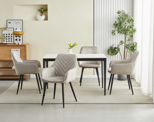 Krzesło NANA - ciemny beż aksamit / nogi czarne x 2