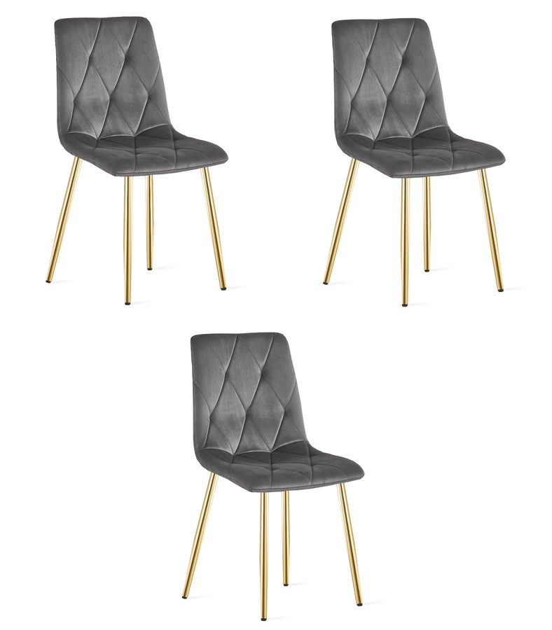 Krzesło LIBRA - ciemny szary aksamit / nogi kolor złoty x 3