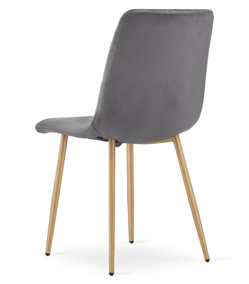 Krzesło TURIN - ciemny szary aksamit / nogi kolor drewna x 3