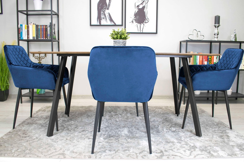 Krzesło NOLA - aksamit granat / nogi czarne x 2