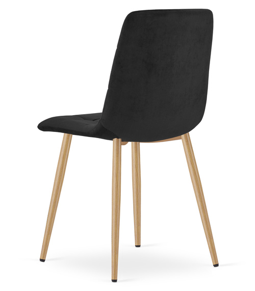 Krzesło KARA - czarny aksamit / nogi kolor drewna x 2