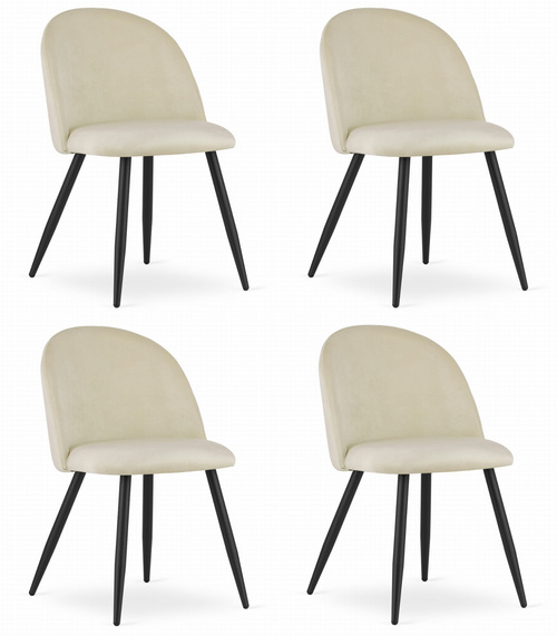 Krzesło BELLO - aksamit beż / nogi czarne x 4