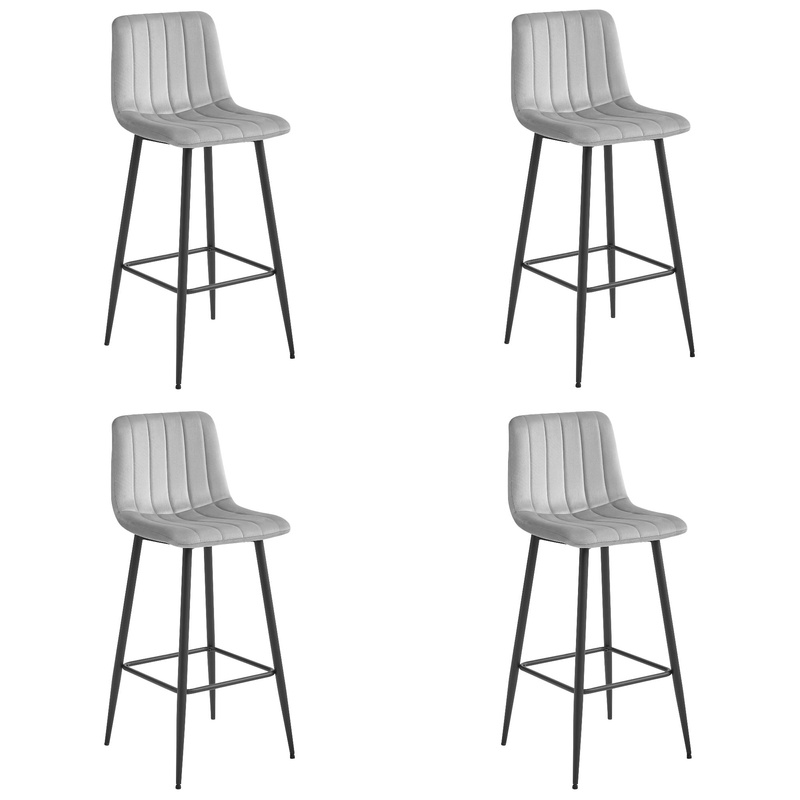 Hoker POZZA - aksamit srebrno-szary / nogi czarne x 4