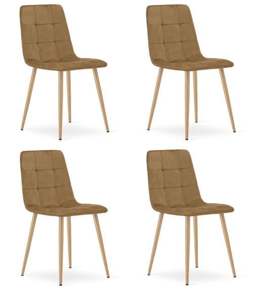 Krzesło KARA - brązowy aksamit / nogi kolor drewna x 4