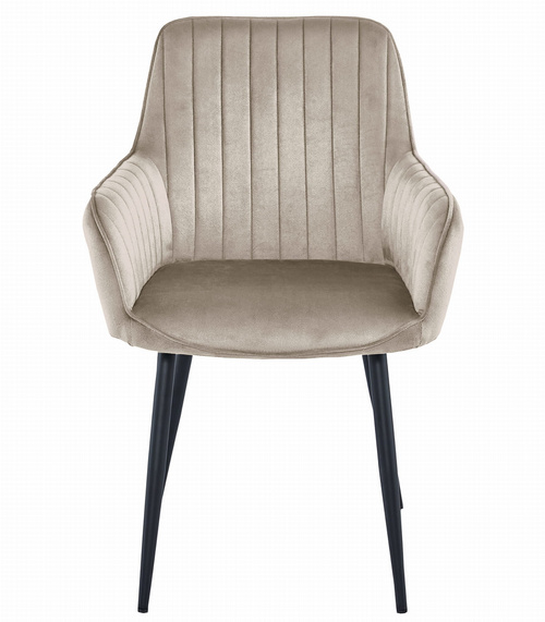 Krzesło SOLDEN - aksamit ciemny beż / nogi czarne x 2