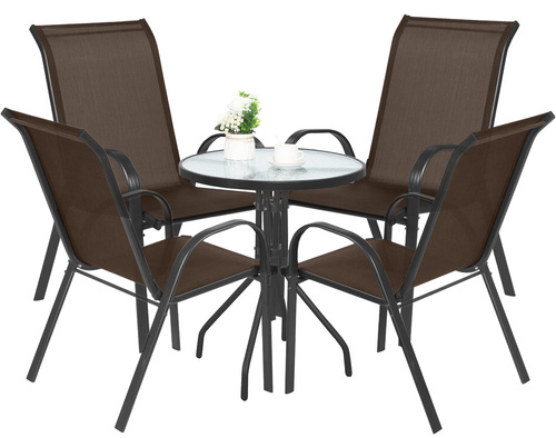 Stół okrągły ISLAND 60cm + 4x Krzesło SOFIA brąz