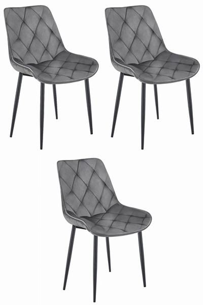 Krzesło TOR - ciemny szary aksamit / nogi czarne x 3