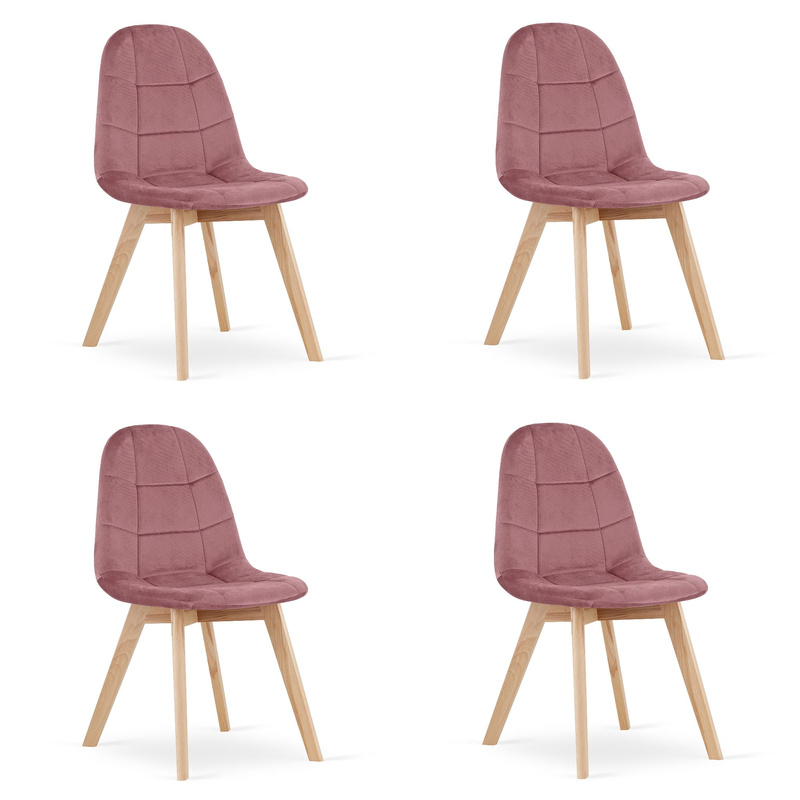 Krzesło BORA - ciemny róż aksamit x 4