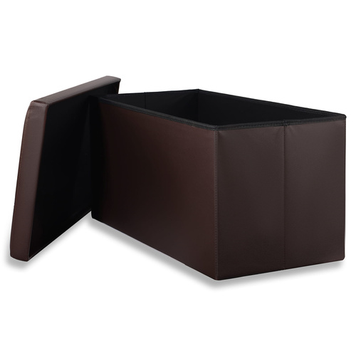 Pufa składana XXL z guzikami - 80x40x40cm ekoskóra brąz