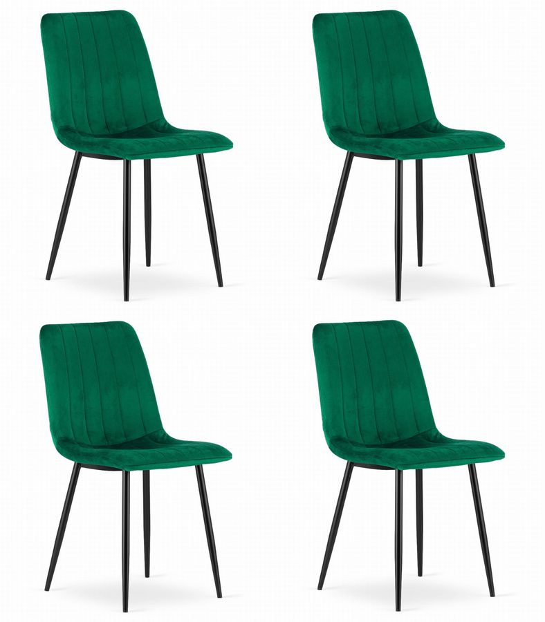 Krzesło LAVA - ciemna zieleń aksamit x 4
