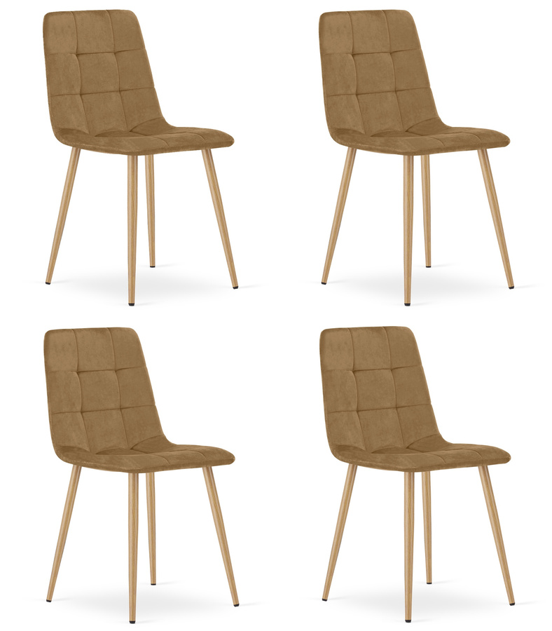 Krzesło KARA - brązowy aksamit / nogi kolor drewna x 4