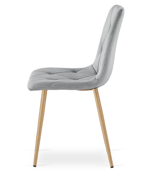 Krzesło LIBRA - jasny szary aksamit / nogi kolor drewna x 1