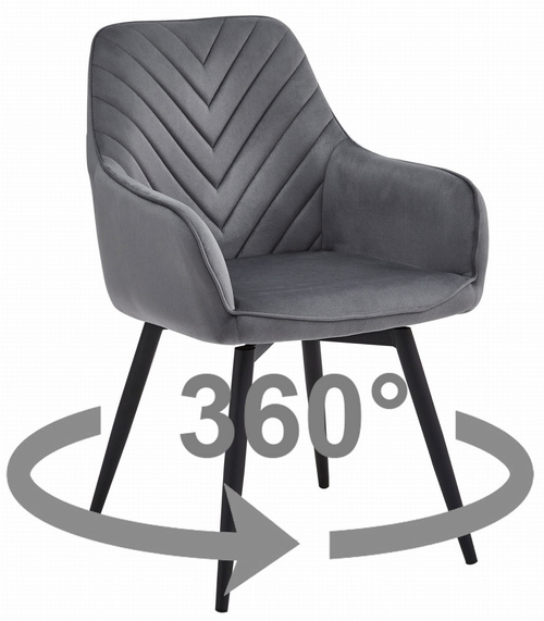 Krzesło NANA360 - ciemny szary aksamit / nogi czarne x 2