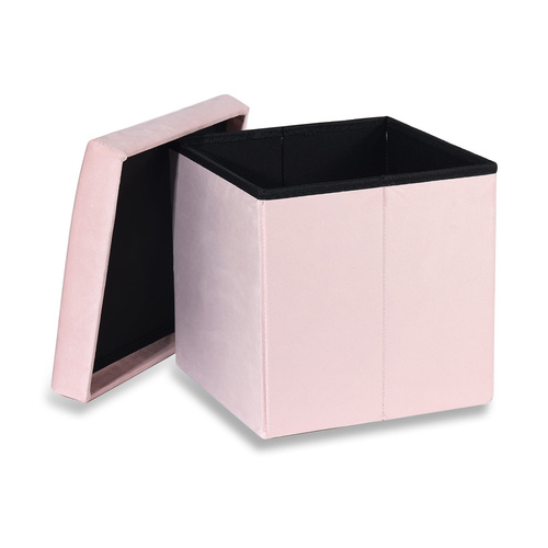 Pufa składana M - 30x30x30cm aksamit róż